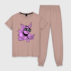 Пижама хлопковая женская LIL PEEP, цвет: пыльно-розовый