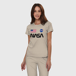 Пижама хлопковая женская NASA НАСА, цвет: миндальный — фото 2
