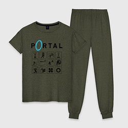 Пижама хлопковая женская PORTAL, цвет: меланж-хаки