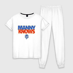 Пижама хлопковая женская Manny Knows, цвет: белый