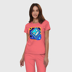 Пижама хлопковая женская Geometry Dash, цвет: коралловый — фото 2