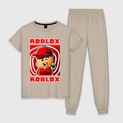 Пижама хлопковая женская ROBLOX, цвет: миндальный