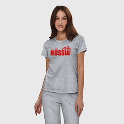 Пижама хлопковая женская Russia, цвет: меланж — фото 2