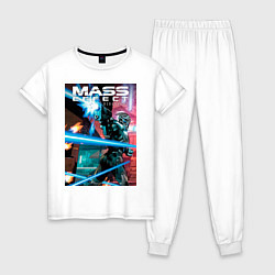 Пижама хлопковая женская Mass effect, цвет: белый