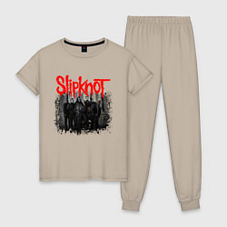 Пижама хлопковая женская SLIPKNOT, цвет: миндальный