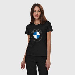 Пижама хлопковая женская BMW LOGO 2020, цвет: черный — фото 2