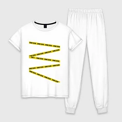 Пижама хлопковая женская Street racing, цвет: белый