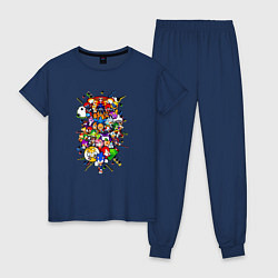 Пижама хлопковая женская Sonic Pixel Friends, цвет: тёмно-синий
