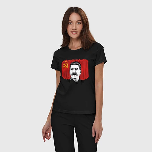 Женская пижама Сталин и флаг СССР / Черный – фото 3