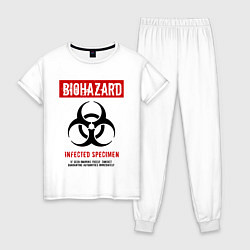 Пижама хлопковая женская Biohazard, цвет: белый