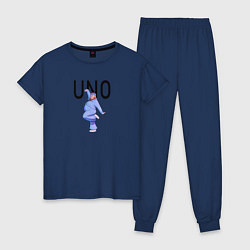 Пижама хлопковая женская Little Big: UNO, цвет: тёмно-синий