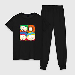 Пижама хлопковая женская South Park, цвет: черный