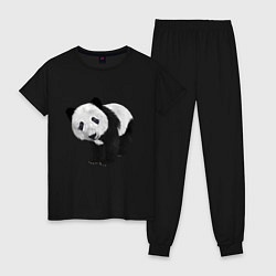 Пижама хлопковая женская Панда, цвет: черный