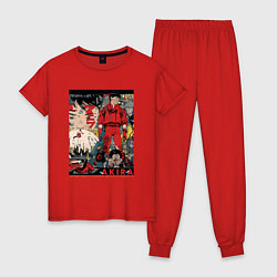 Пижама хлопковая женская AKIRA, цвет: красный