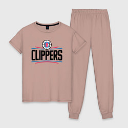 Пижама хлопковая женская Los Angeles Clippers 1, цвет: пыльно-розовый