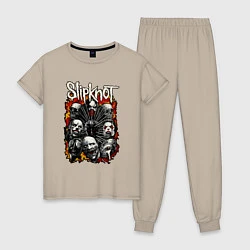 Пижама хлопковая женская Slipknot, цвет: миндальный