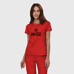 Пижама хлопковая женская HI HATER BYE HATER, цвет: красный — фото 2