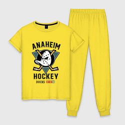 Пижама хлопковая женская ANAHEIM DUCKS, цвет: желтый