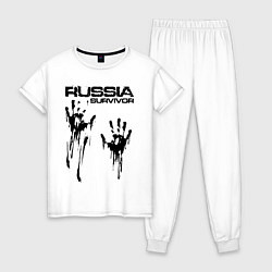 Пижама хлопковая женская Россия выживший, цвет: белый