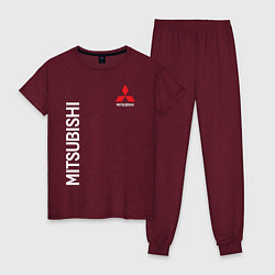 Пижама хлопковая женская MITSUBISHI, цвет: меланж-бордовый