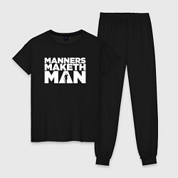 Пижама хлопковая женская Manners maketh man, цвет: черный
