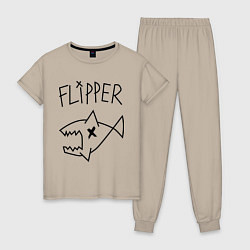 Пижама хлопковая женская Nirvana Flipper, цвет: миндальный