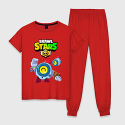 Пижама хлопковая женская BRAWL STARS NANI, цвет: красный
