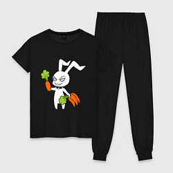 Пижама хлопковая женская Злой заяц, цвет: черный