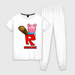 Пижама хлопковая женская ROBLOX: PIGGI, цвет: белый