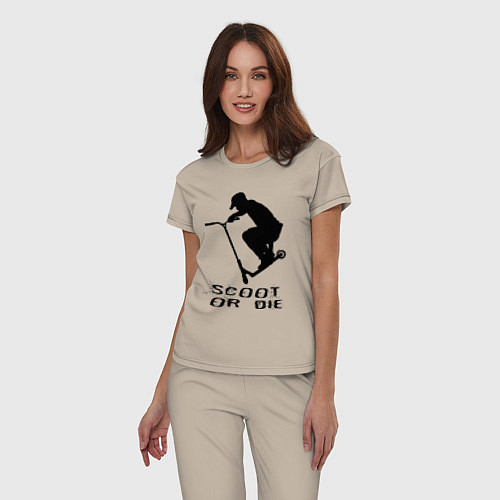 Женская пижама Самокат фристайл трюк экстрим / Миндальный – фото 3