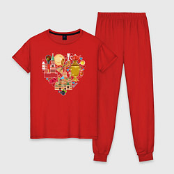 Пижама хлопковая женская LOVE RUSSIA, цвет: красный