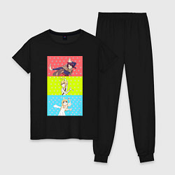 Пижама хлопковая женская Межвидовые рецензенты, цвет: черный