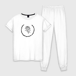 Пижама хлопковая женская MXDVS ROSE, цвет: белый