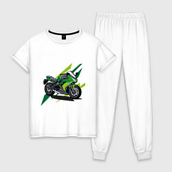Пижама хлопковая женская GREEN MOTO Z, цвет: белый