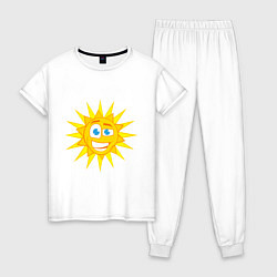 Пижама хлопковая женская Летнее солнце, цвет: белый