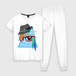 Пижама хлопковая женская Rainbow Dash hipster, цвет: белый