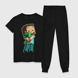Пижама хлопковая женская Minecraft, цвет: черный
