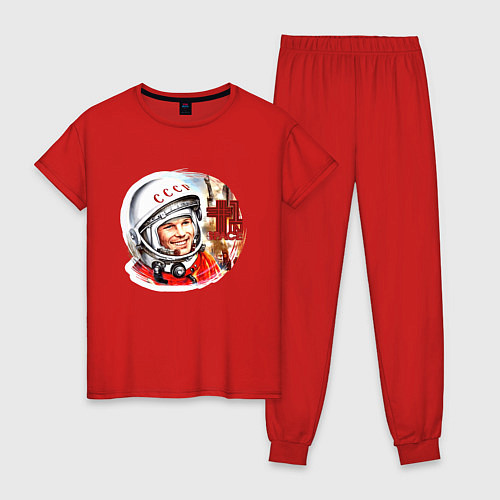 Женская пижама Юрий Гагарин 1 / Красный – фото 1