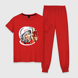 Пижама хлопковая женская Юрий Гагарин 1, цвет: красный