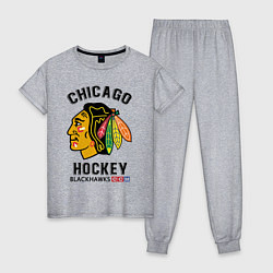 Пижама хлопковая женская CHICAGO BLACKHAWKS NHL, цвет: меланж