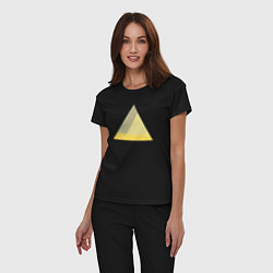 Пижама хлопковая женская Градиентный треугольник 5, цвет: черный — фото 2