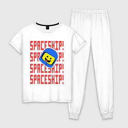 Пижама хлопковая женская Spaceship, цвет: белый