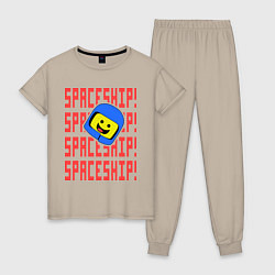 Пижама хлопковая женская Spaceship, цвет: миндальный