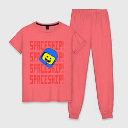 Пижама хлопковая женская Spaceship, цвет: коралловый
