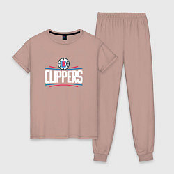 Пижама хлопковая женская Los Angeles Clippers, цвет: пыльно-розовый