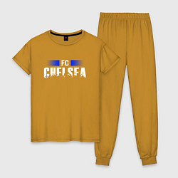 Пижама хлопковая женская FC Chelsea цвета горчичный — фото 1