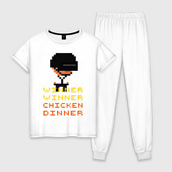 Пижама хлопковая женская PUBG Winner Chicken Dinner, цвет: белый