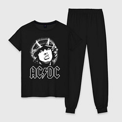 Пижама хлопковая женская ACDC Angus, цвет: черный