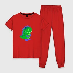 Женская пижама Зеленый дракончик-динозаврик