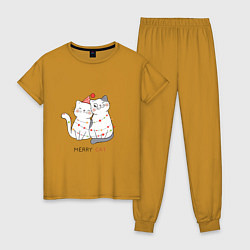 Пижама хлопковая женская Merry Cat, цвет: горчичный